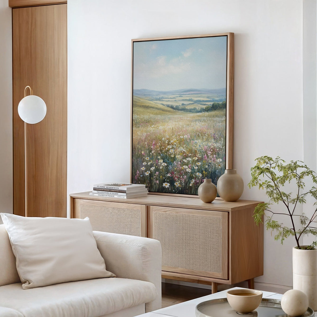 Wildflower Meadow Landscape – Serene Summer Countryside Wall Art Print - Quarter Circle AK Boutique