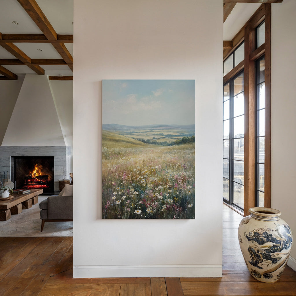 Wildflower Meadow Landscape – Serene Summer Countryside Wall Art Print - Quarter Circle AK Boutique
