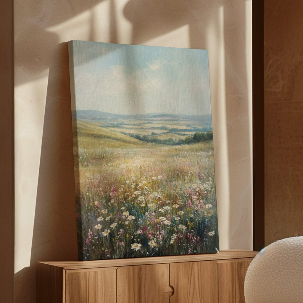 Wildflower Meadow Landscape – Serene Summer Countryside Wall Art Print - Quarter Circle AK Boutique