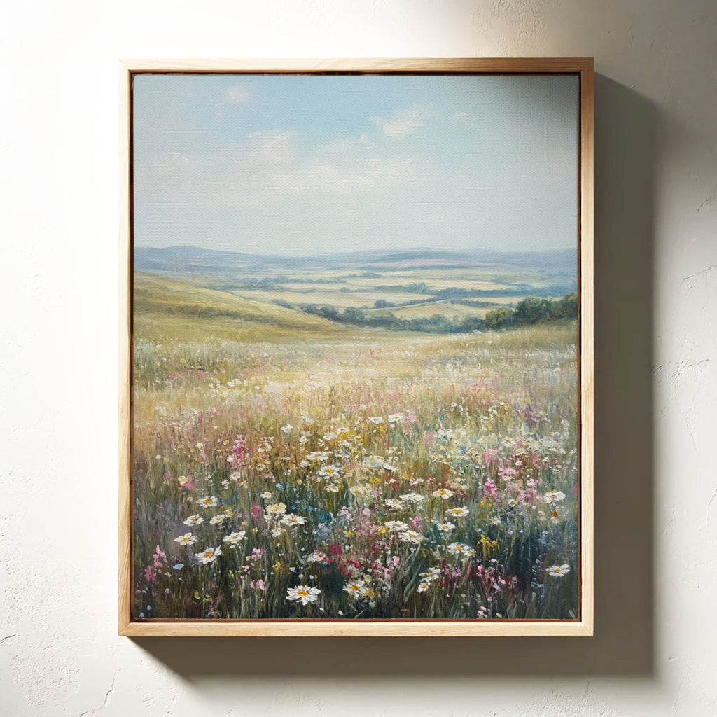 Wildflower Meadow Landscape – Serene Summer Countryside Wall Art Print - Quarter Circle AK Boutique