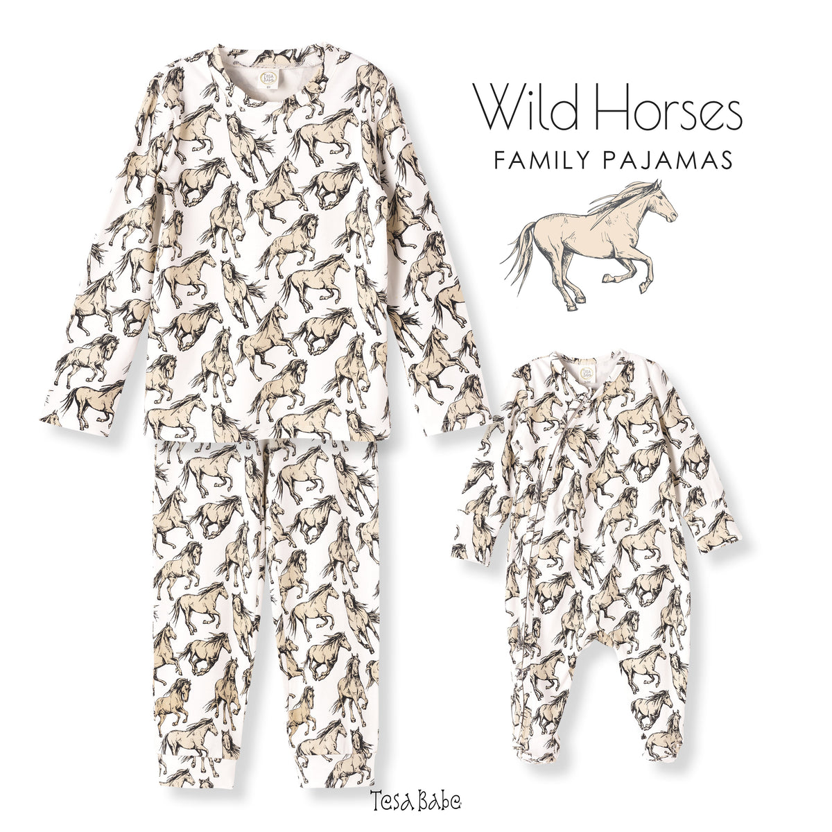 Wild Horses Bamboo Zipper Romper - NB
