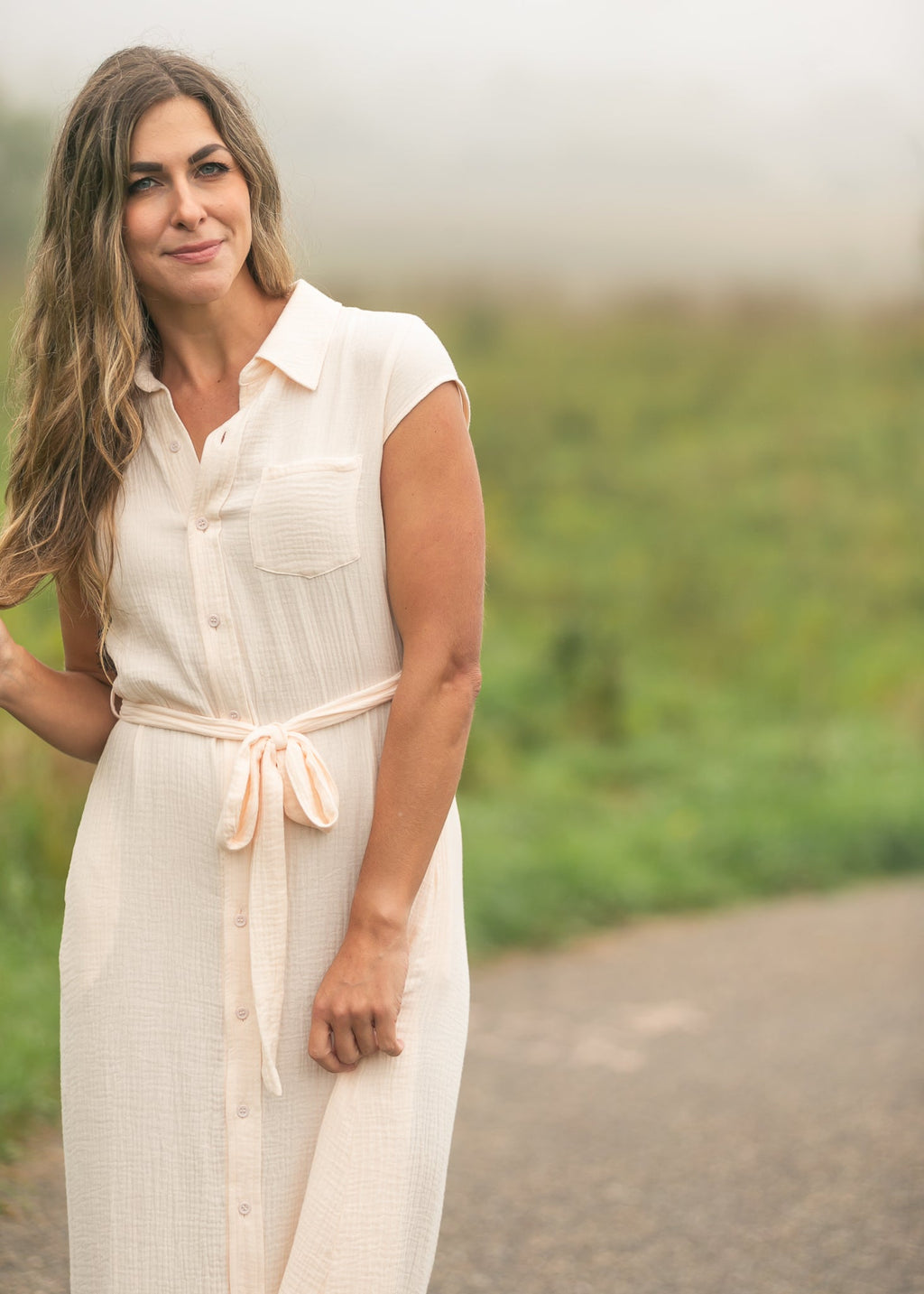 Willow Blush Pink Cotton Gauze Midi Dress - Quarter Circle AK Boutique