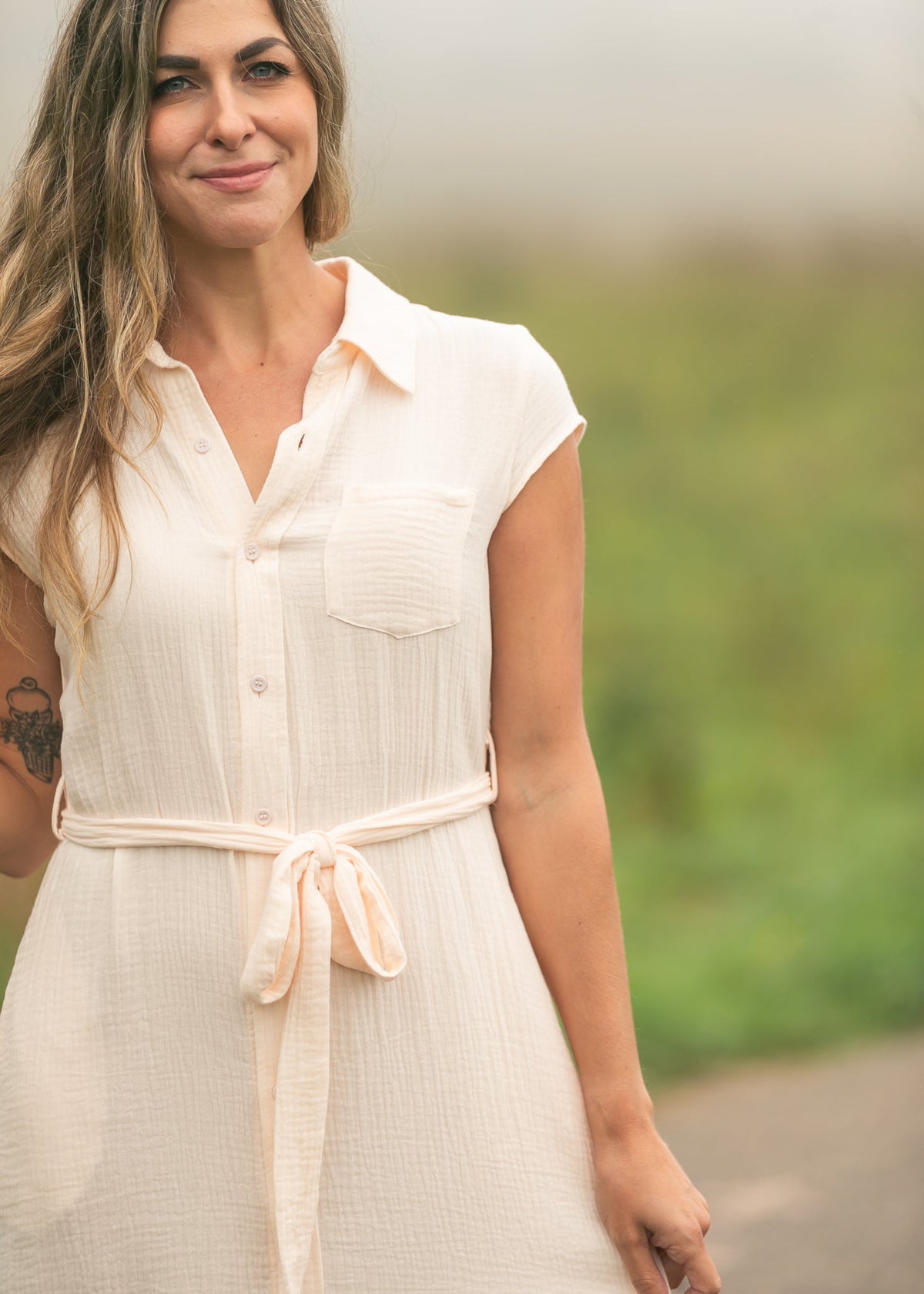 Willow Blush Pink Cotton Gauze Midi Dress - Quarter Circle AK Boutique