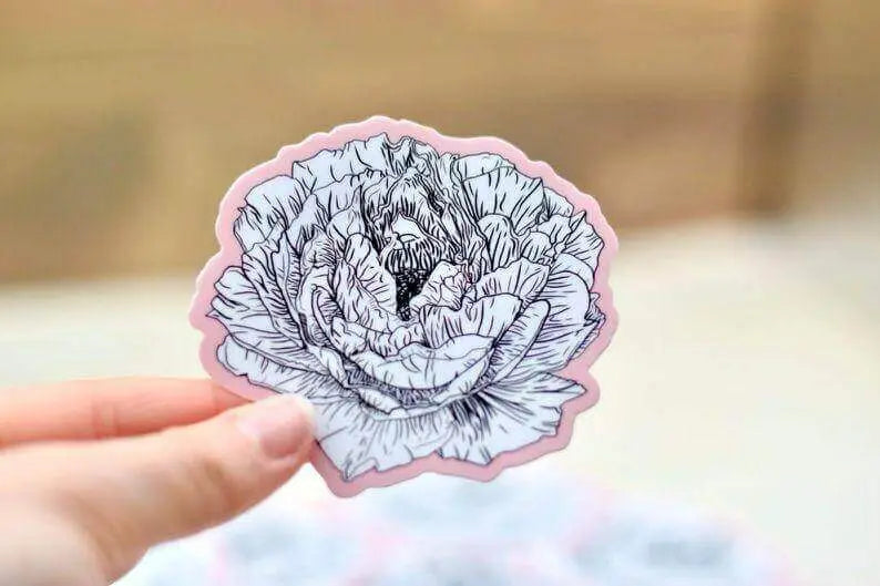 Pink Peony Flower Sticker