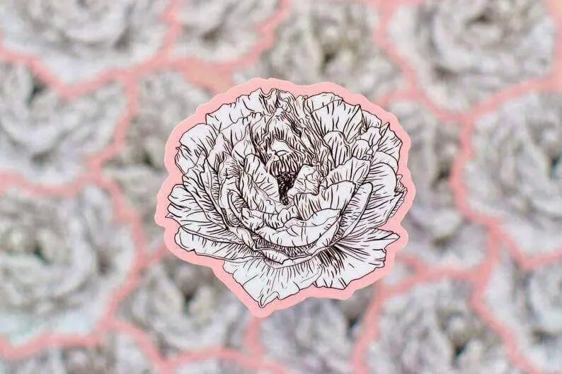 Pink Peony Flower Sticker