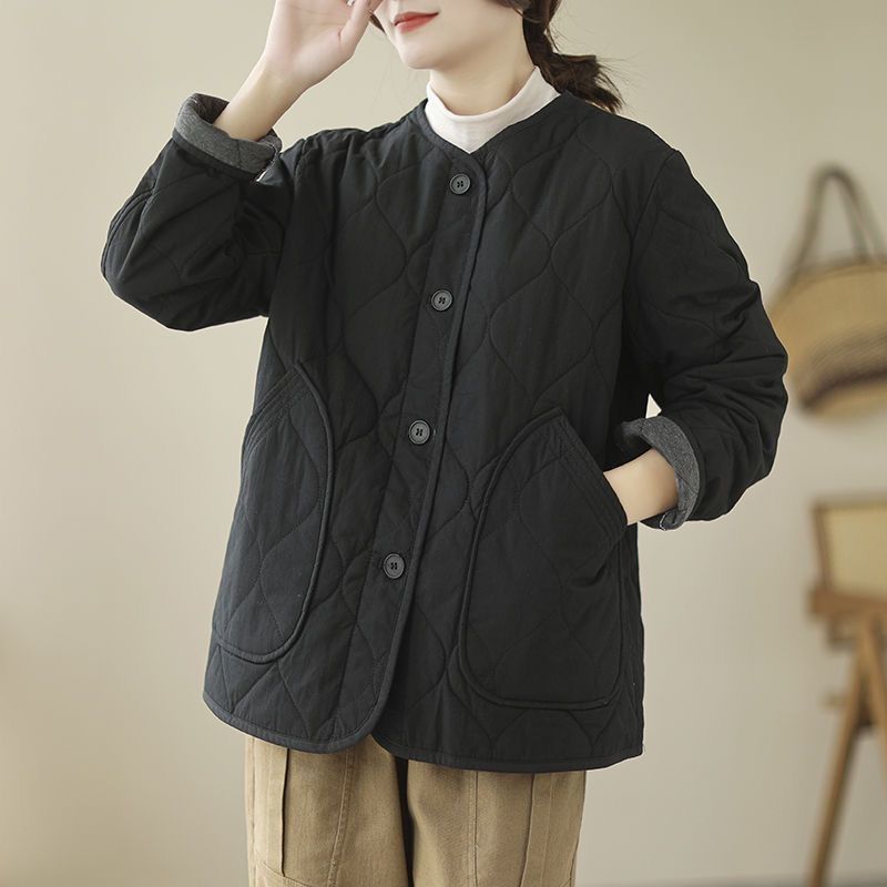 Winter Cotton Padded Coat Womens Stand Collar Lightweight Slim-Fit Padded Jacket - Quarter Circle AK Boutique