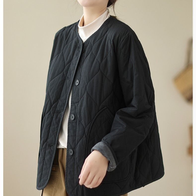 Winter Cotton Padded Coat Womens Stand Collar Lightweight Slim-Fit Padded Jacket - Quarter Circle AK Boutique