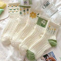 Women’s Floral Cotton Socks – 5 Pairs US Size 6–10 One Size Fits