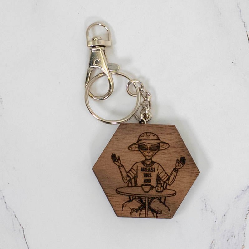 Wood Keychain | Area 51 - Quarter Circle AK Boutique