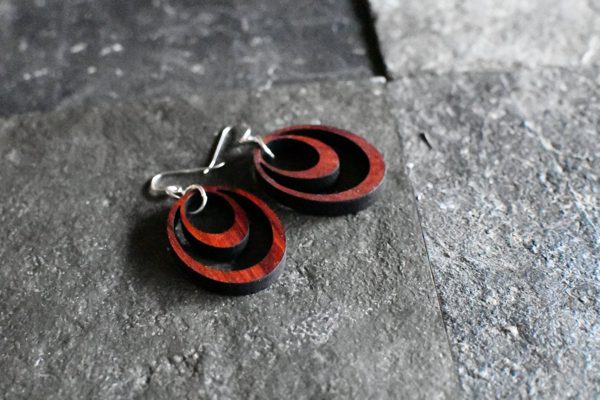 Wooden Hoop Earrings | Lightweight Sterling Silver - Quarter Circle AK Boutique
