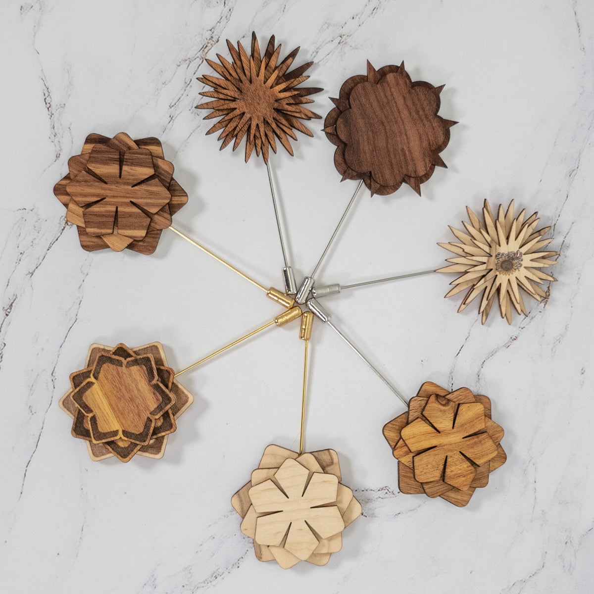Wood Brooch | Layered Lotus
