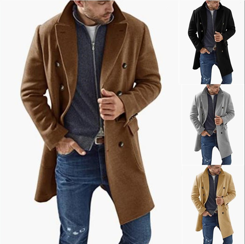 Woolen Men's Coat Warm Padded Jacket - Quarter Circle AK Boutique