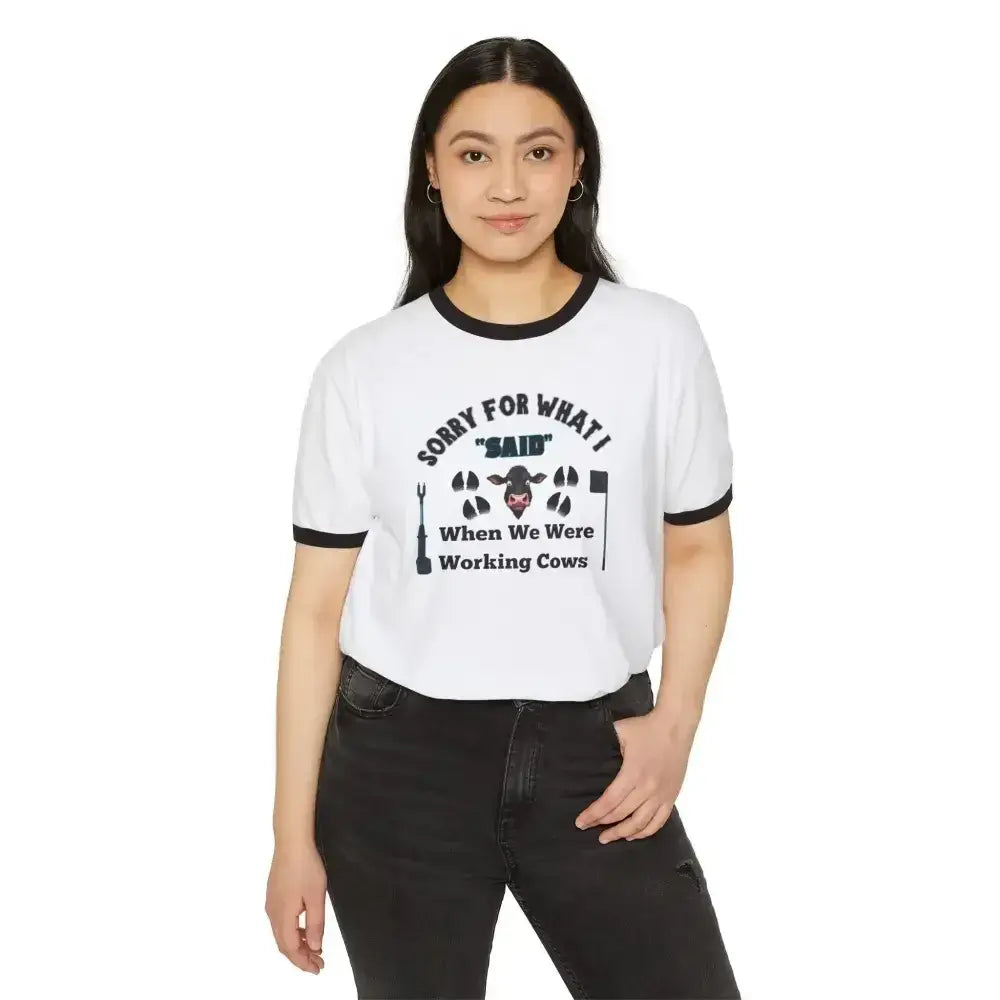Working Cow's Funny T-Shirt, Apology Humor Tee, Farmer Apparel