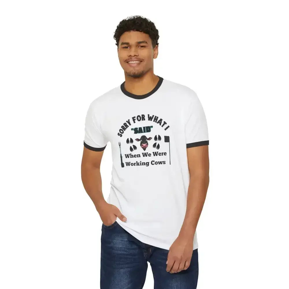 Working Cow's Funny T-Shirt, Apology Humor Tee, Farmer Apparel