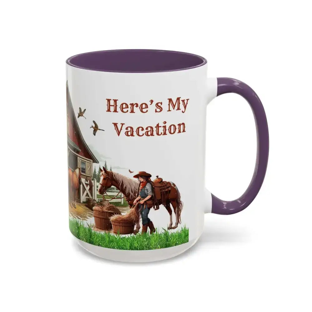 Working Rancher Coffee Mug, Cowgirl No Vacation Coffee Mug