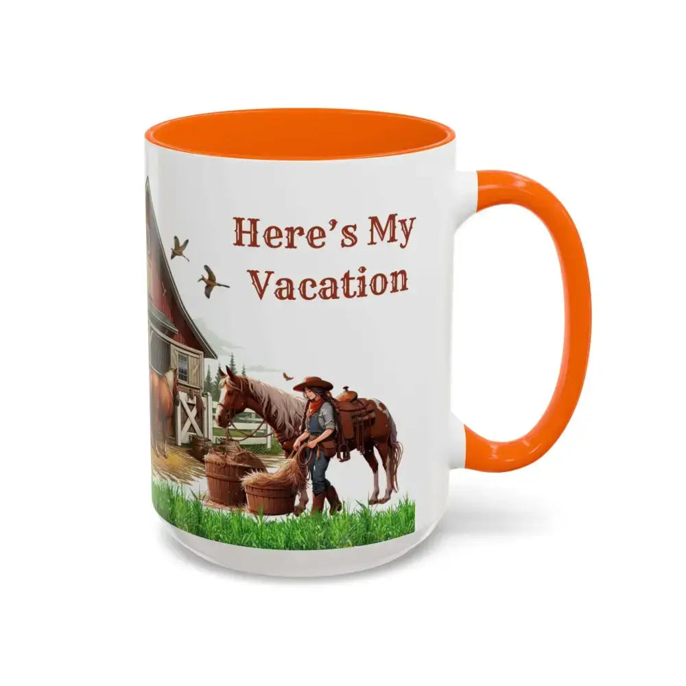 Working Rancher Coffee Mug, Cowgirl No Vacation Coffee Mug