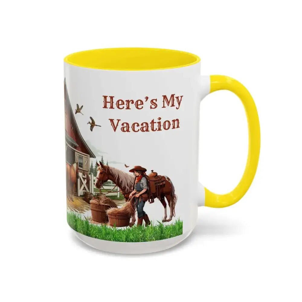 Working Rancher Coffee Mug, Cowgirl No Vacation Coffee Mug