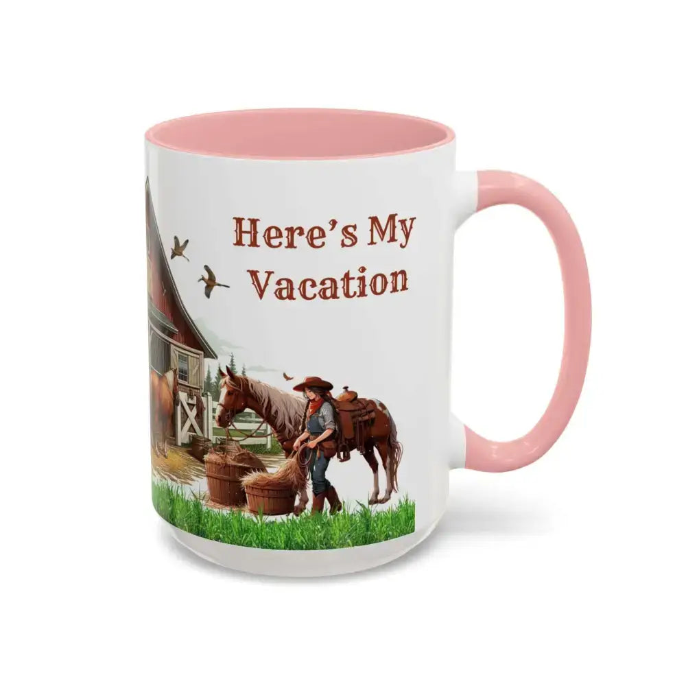 Working Rancher Coffee Mug, Cowgirl No Vacation Coffee Mug
