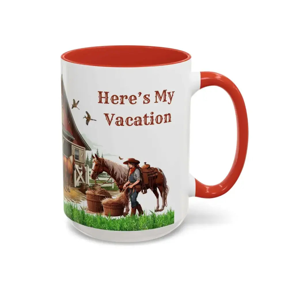 Working Rancher Coffee Mug, Cowgirl No Vacation Coffee Mug