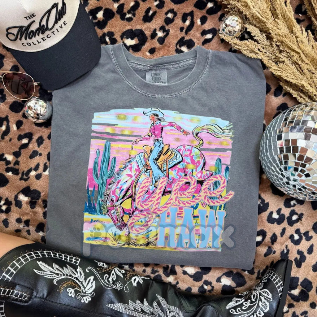 YEE HAW Comfort Colors T-shirt – Country Living Tee, Small Town Vibe Shirt, Back Roads Apparel, Rural Pride Top - Quarter Circle AK Boutique